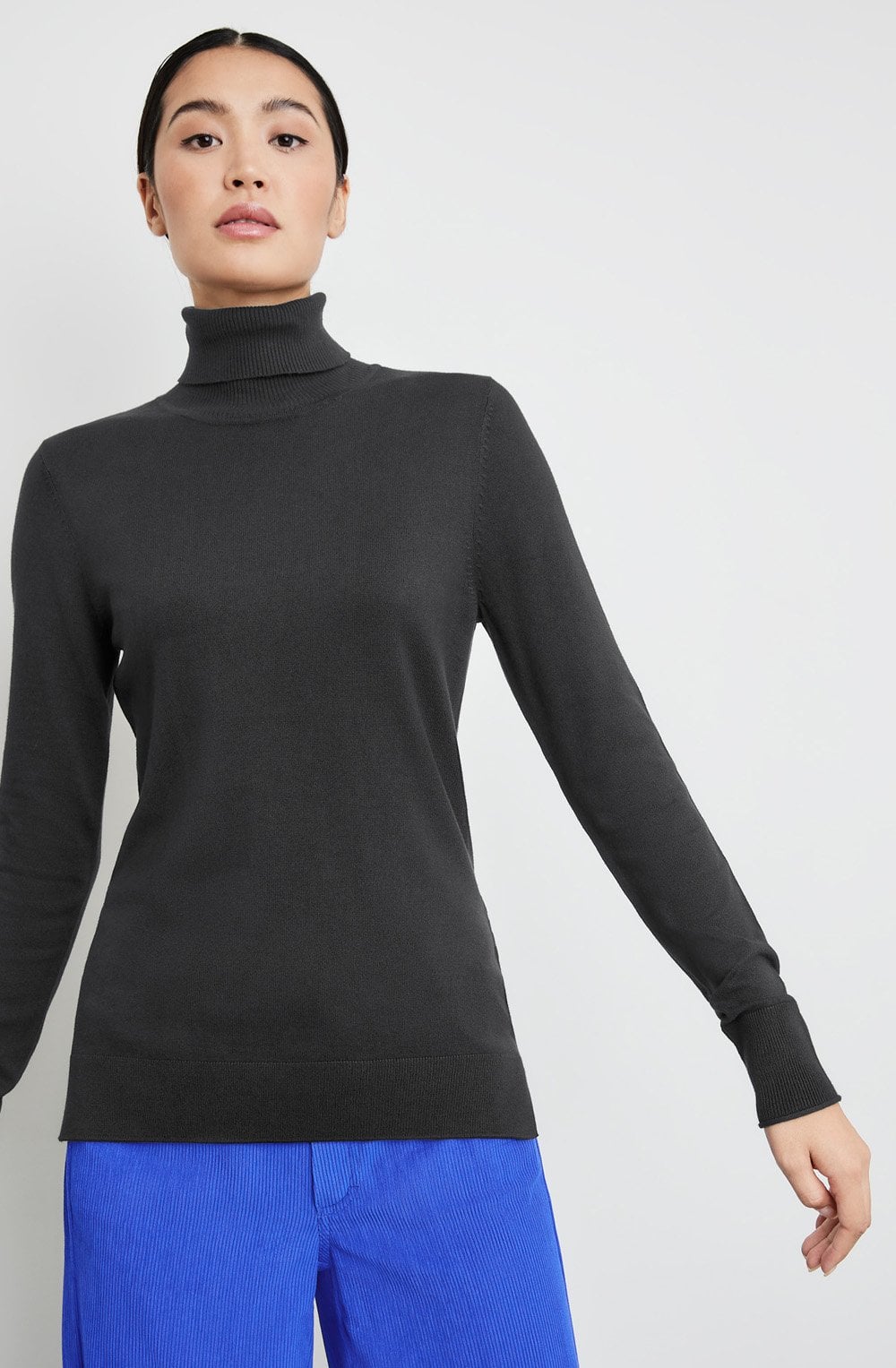 Black Fine Knit Polo Neck Jumper