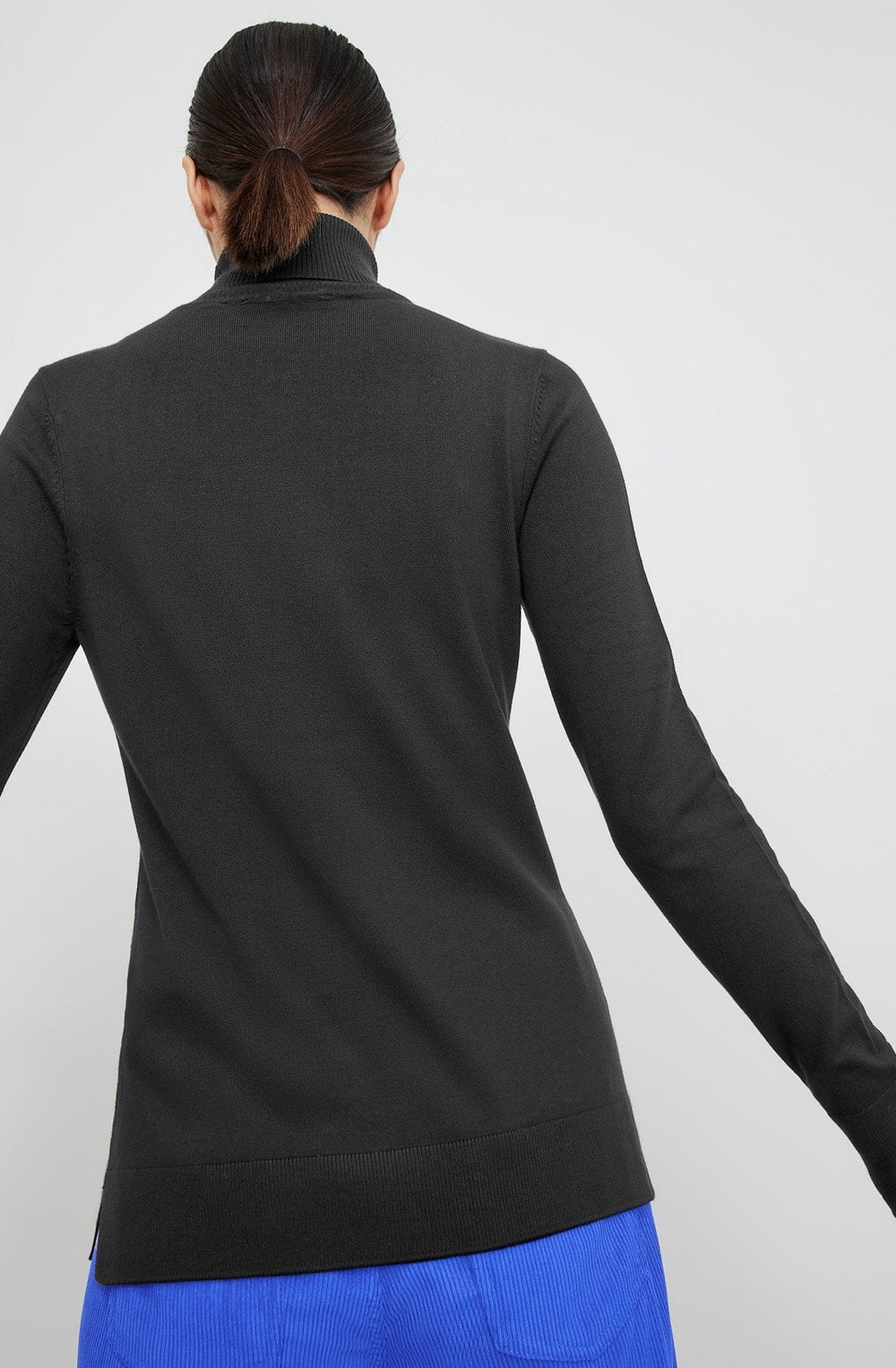 Black Fine Knit Polo Neck Jumper