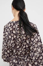 Black Floral Print Balloon Sleeved Midi Dress