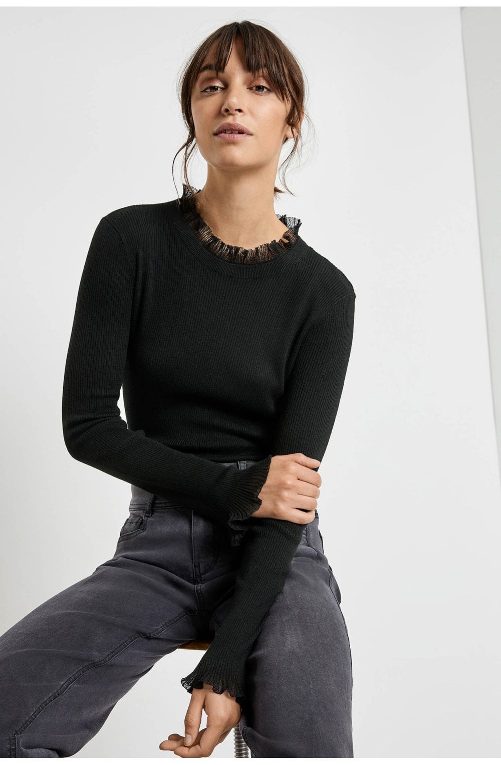 Black Frill Detailed Jumper