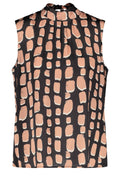 Black High Neck Bold Print Silky Blouse