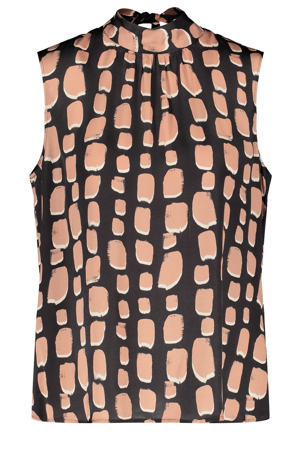 Black High Neck Bold Print Silky Blouse