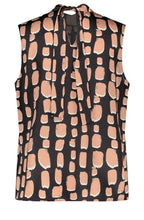 Black High Neck Bold Print Silky Blouse