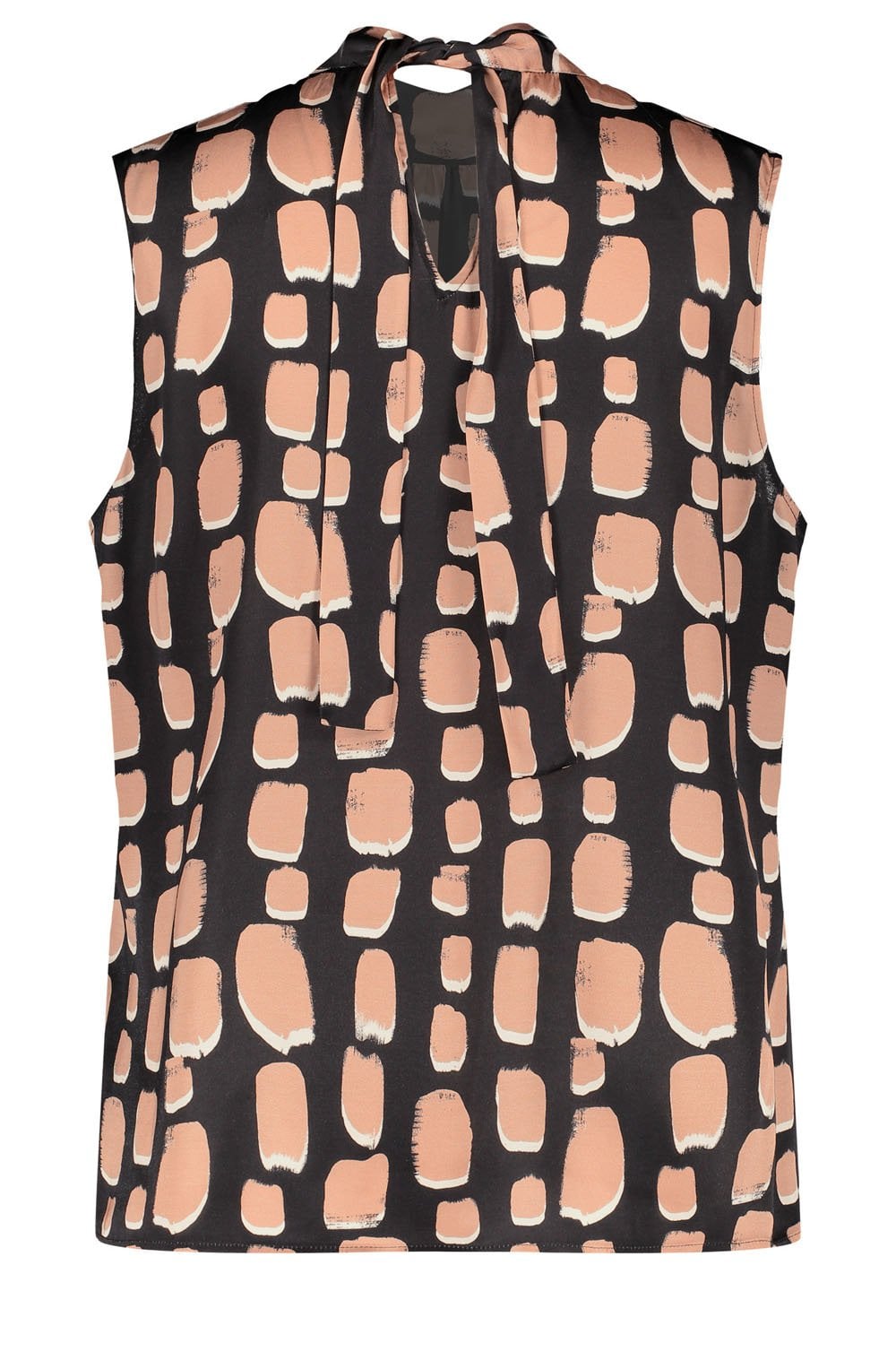 Black High Neck Bold Print Silky Blouse