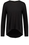 Black Jersey Top With Pleated Back Panel