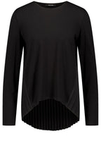 Black Jersey Top With Pleated Back Panel
