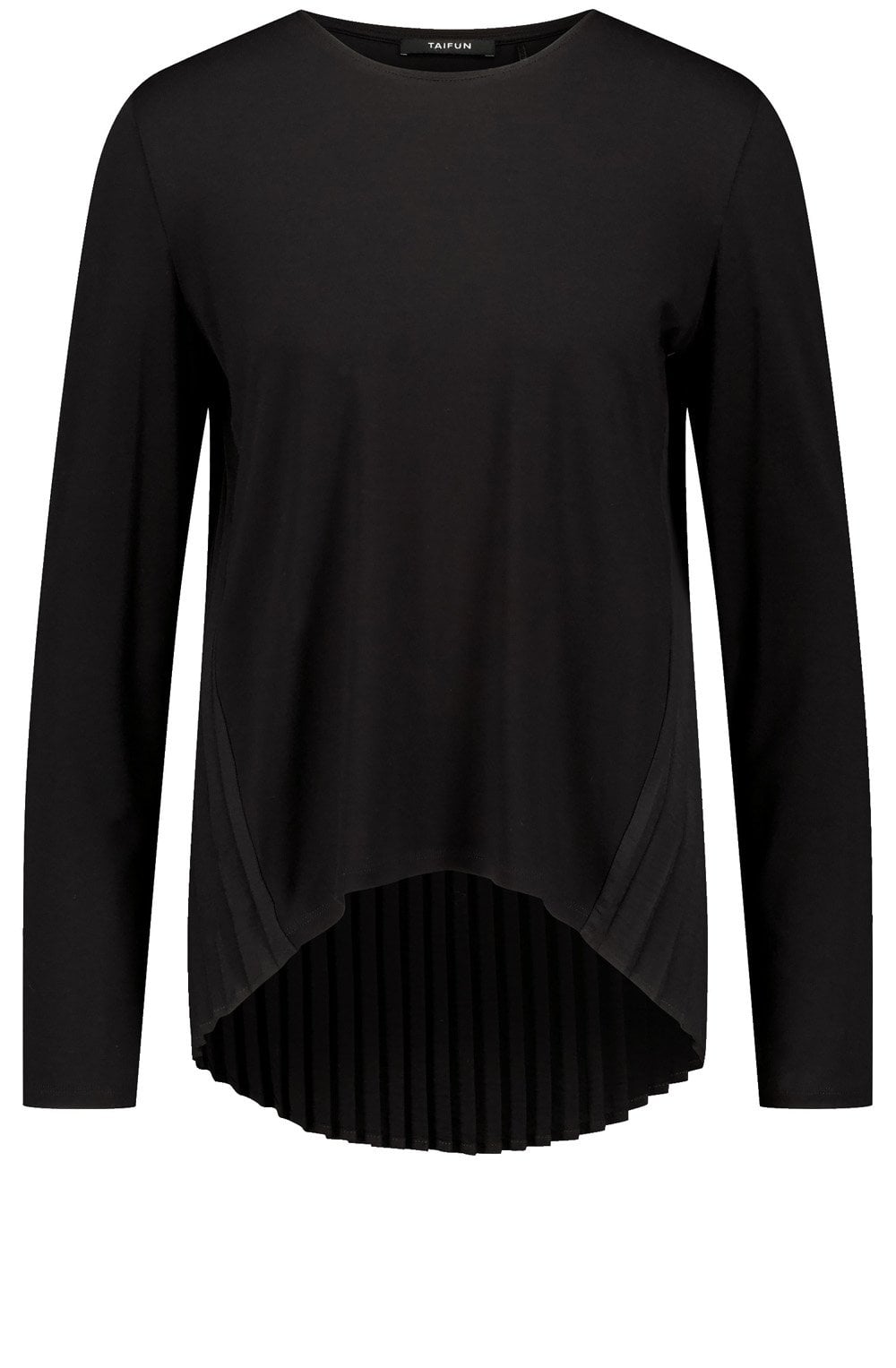 Black Jersey Top With Pleated Back Panel