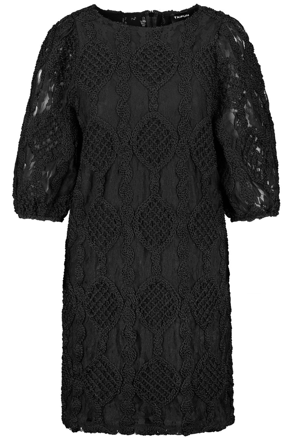Black Lace and Crochet Detail Dress
