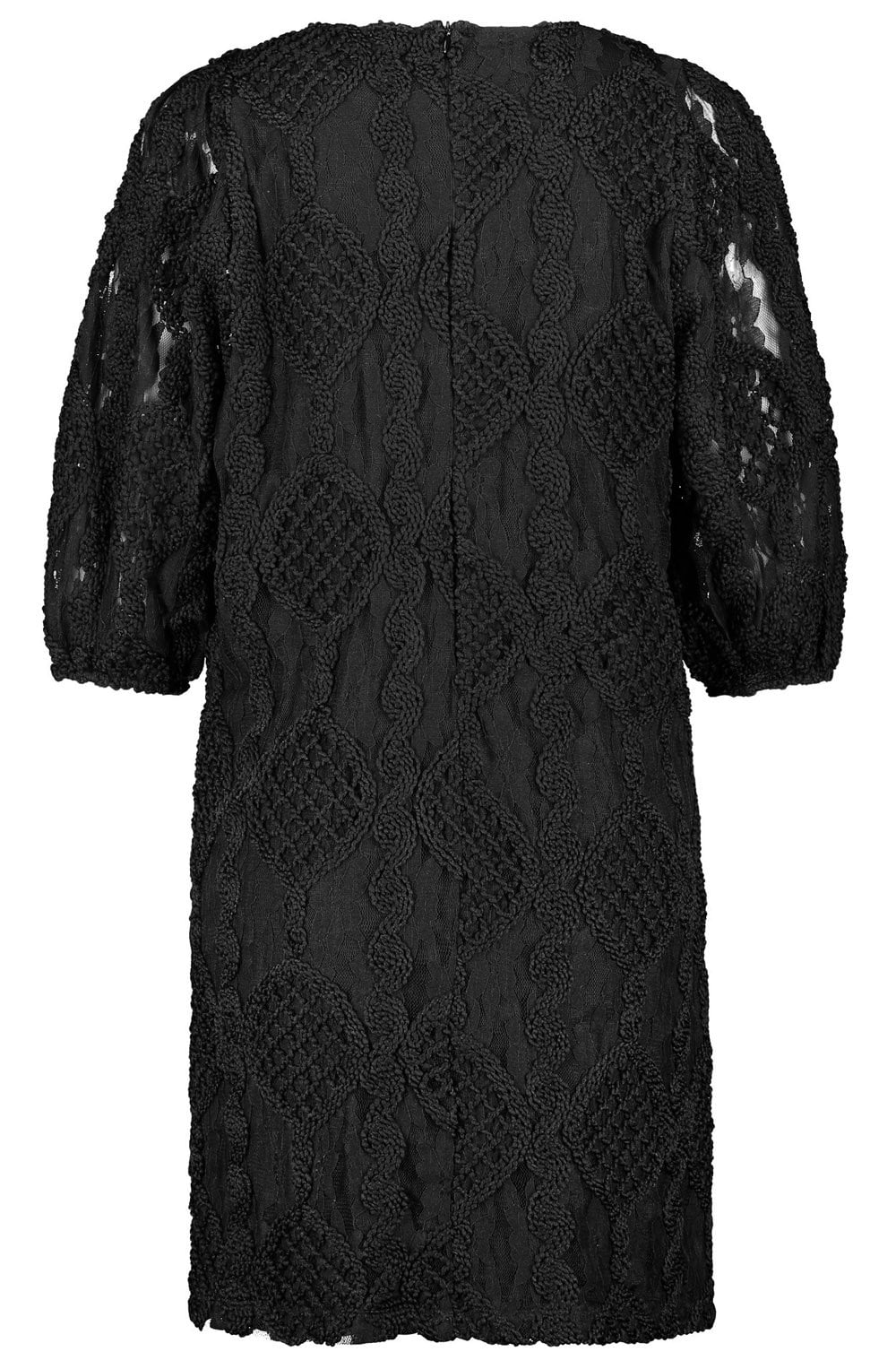 Black Lace and Crochet Detail Dress
