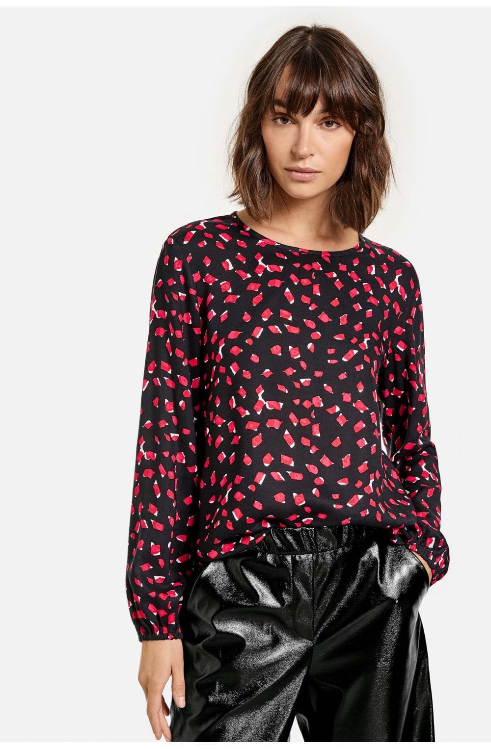 Black & Red Patterned Blouse