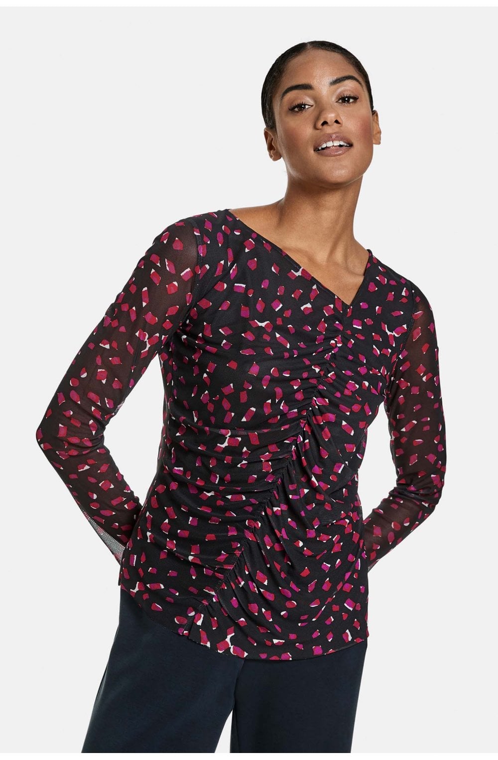 Black & Red Patterned Top