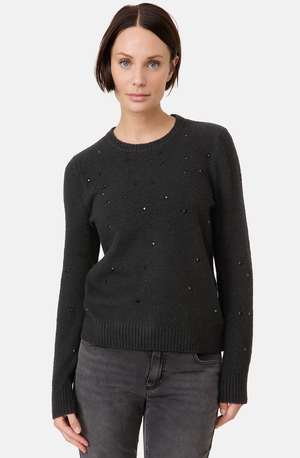 Black Rhinestone Relaxed Jumper