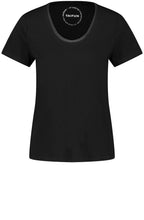 Black Short Sleeved Top With Shimmer Neckline
