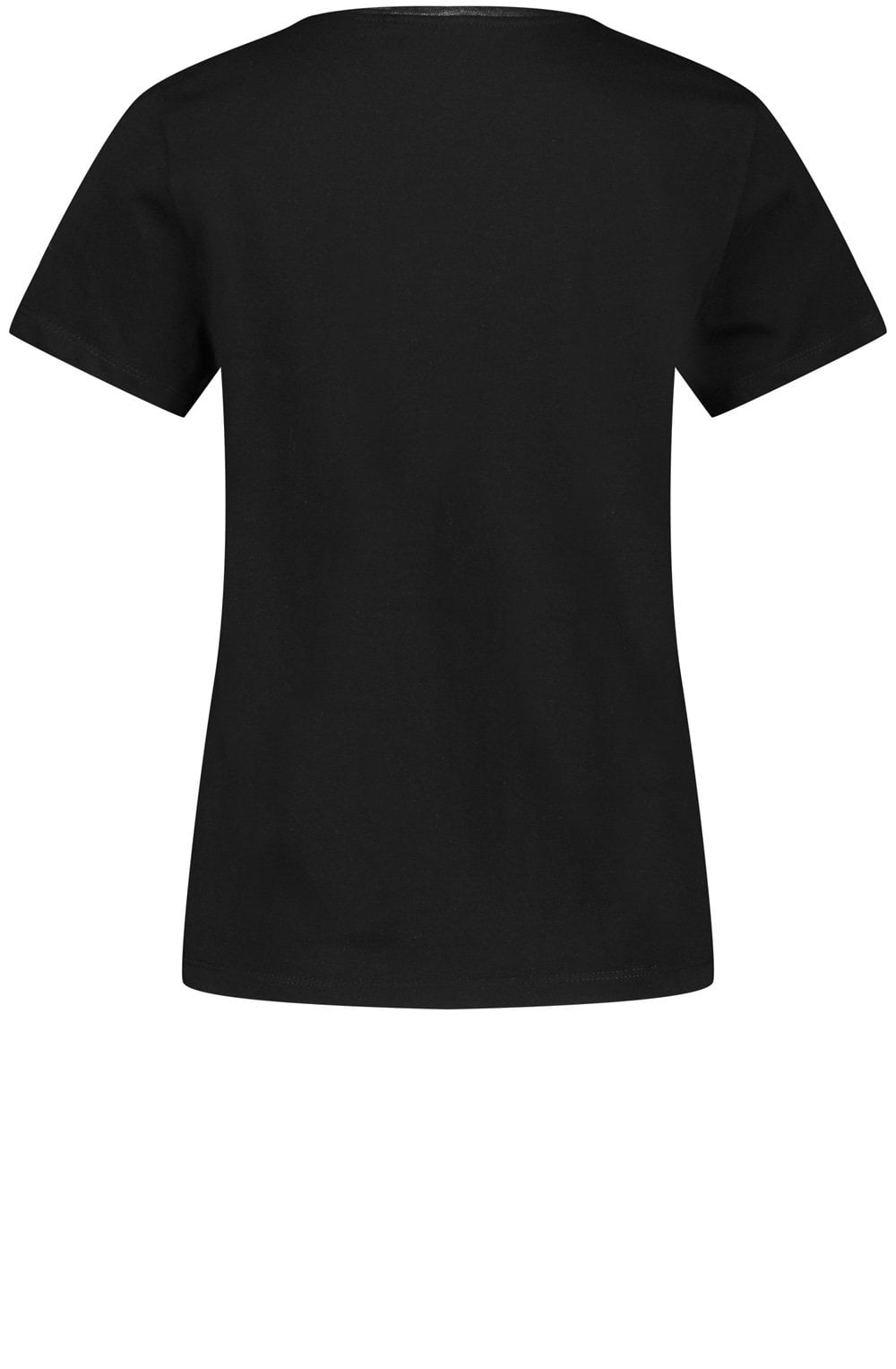 Black Short Sleeved Top With Shimmer Neckline