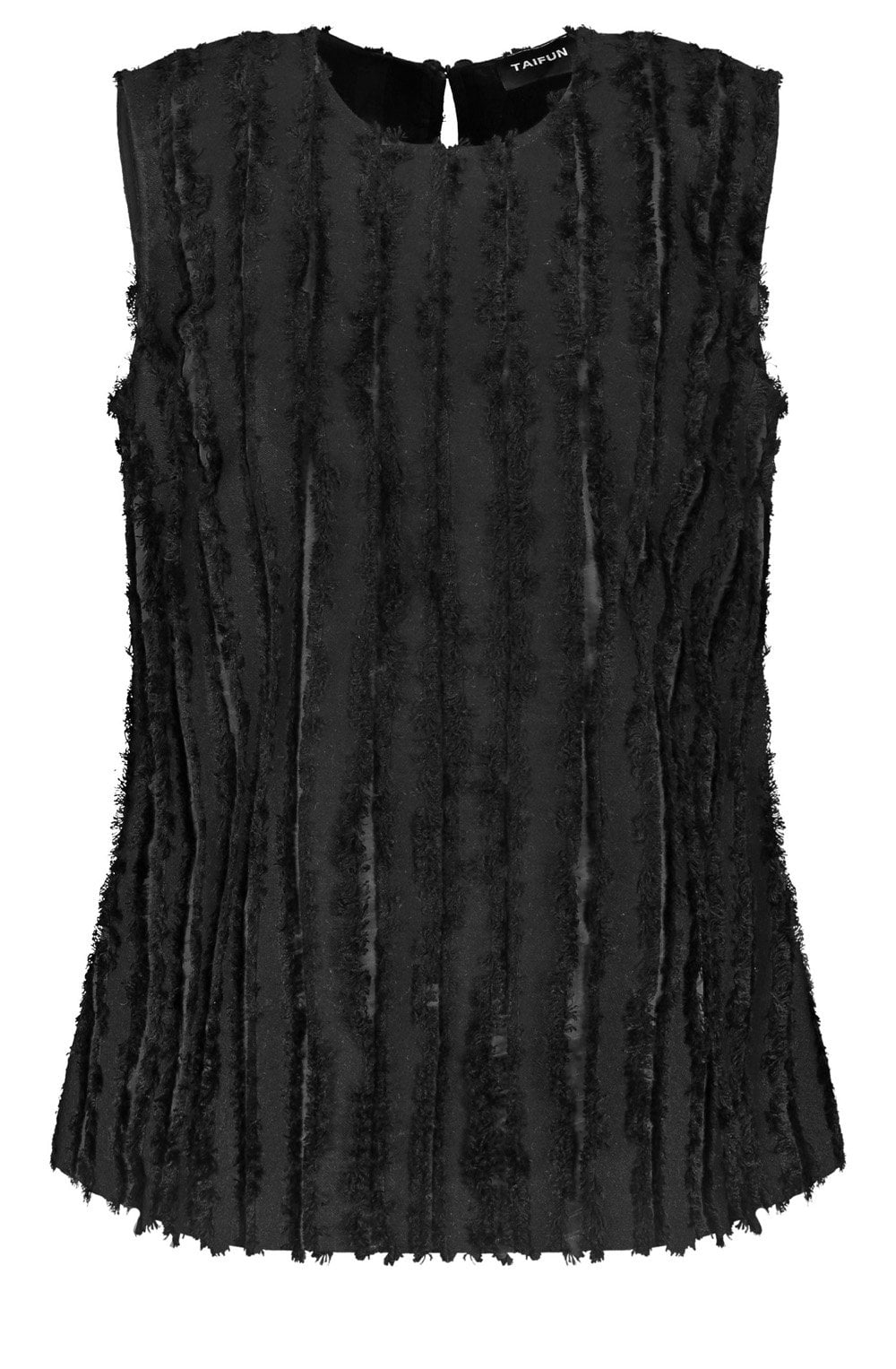 Black Sleeveless Blouse with Fringing