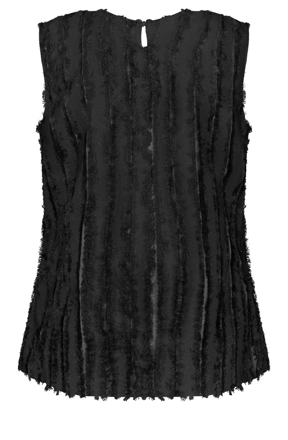 Black Sleeveless Blouse with Fringing