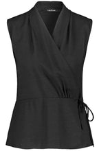 Black Sleeveless Wrap Blouse