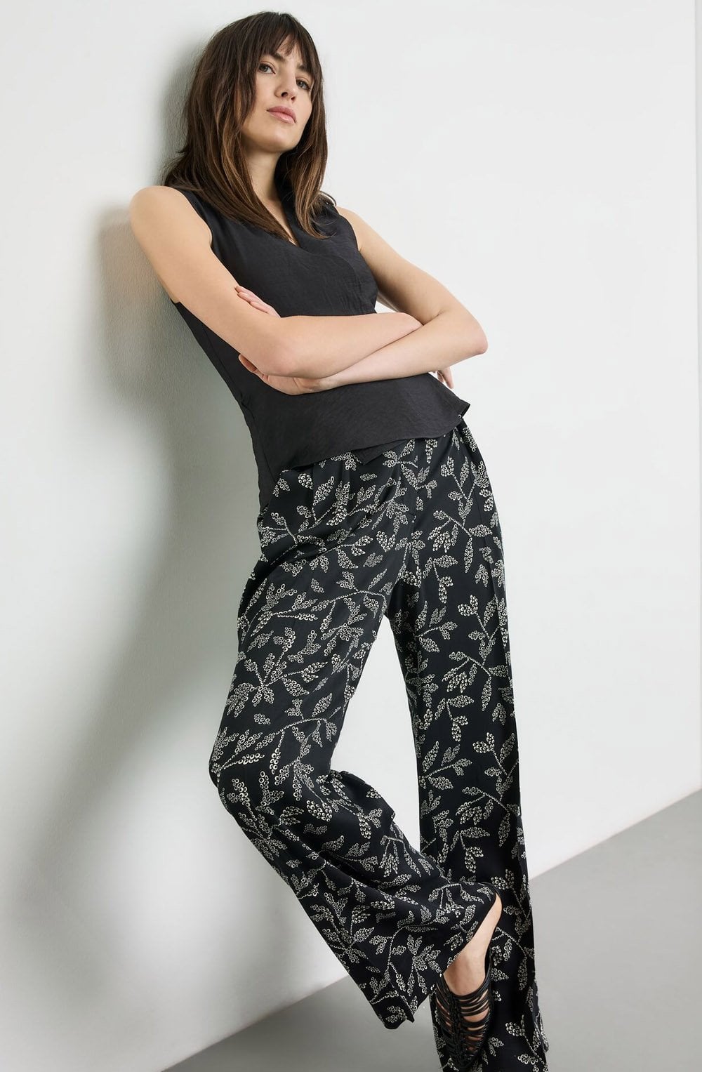 Black Sleeveless Wrap Blouse