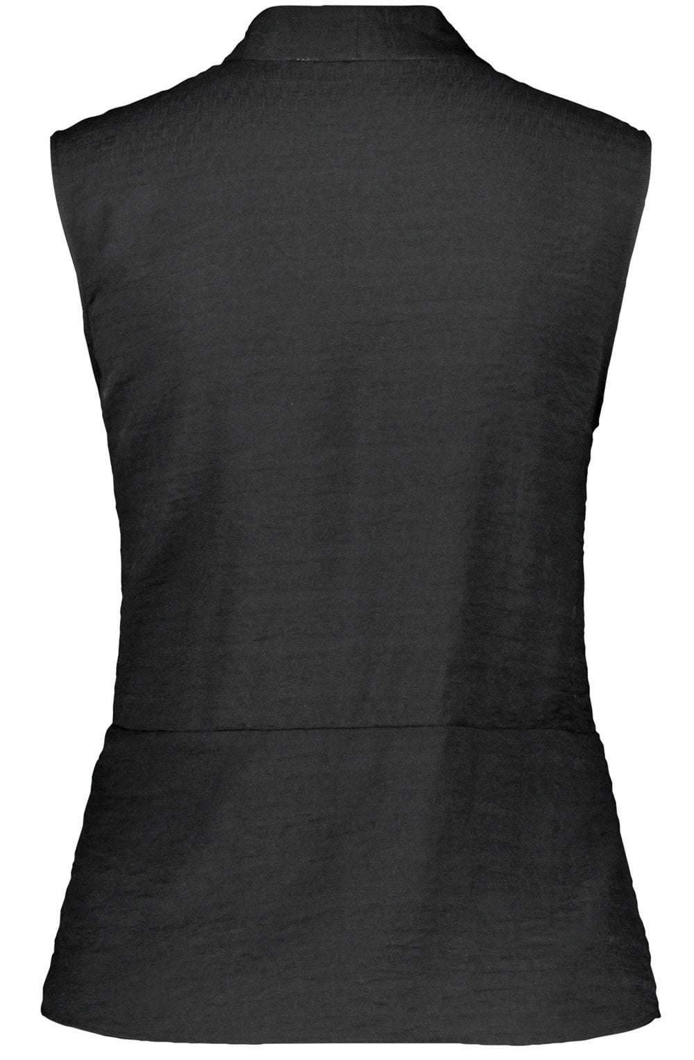 Black Sleeveless Wrap Blouse