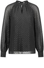 Black Sparkle Polka Dot Chiffon Blouse