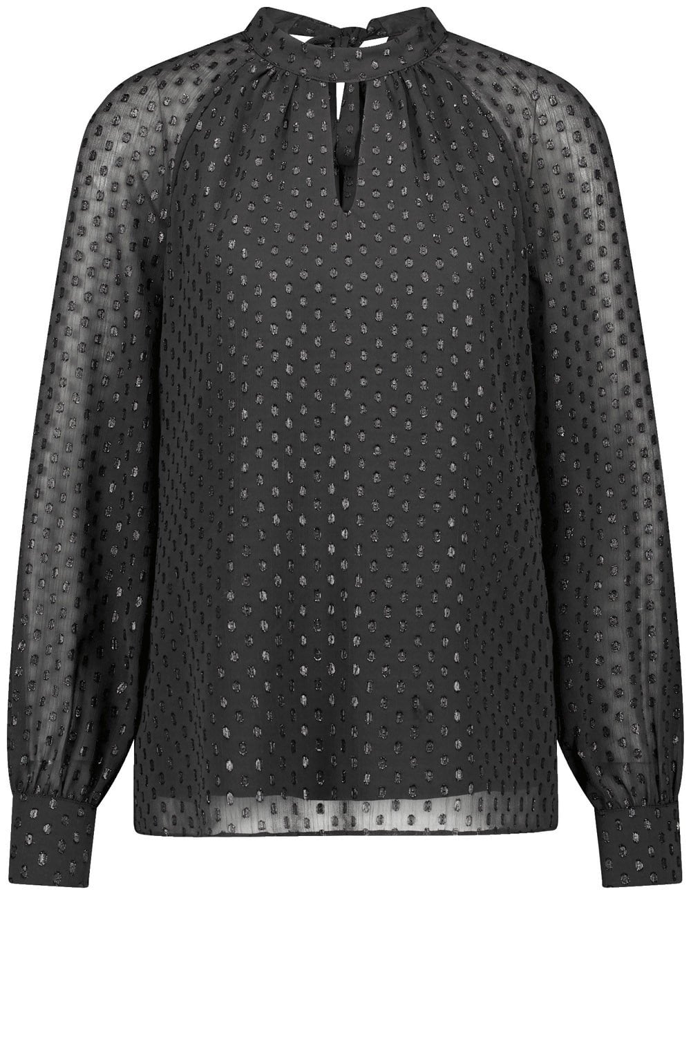 Black Sparkle Polka Dot Chiffon Blouse