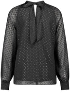 Black Sparkle Polka Dot Chiffon Blouse