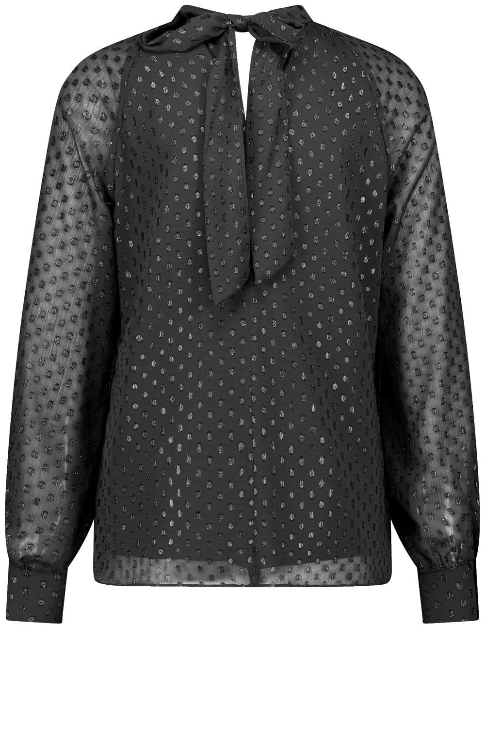 Black Sparkle Polka Dot Chiffon Blouse