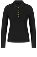 Black Statement Button Polo Shirt