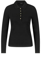 Black Statement Button Polo Shirt