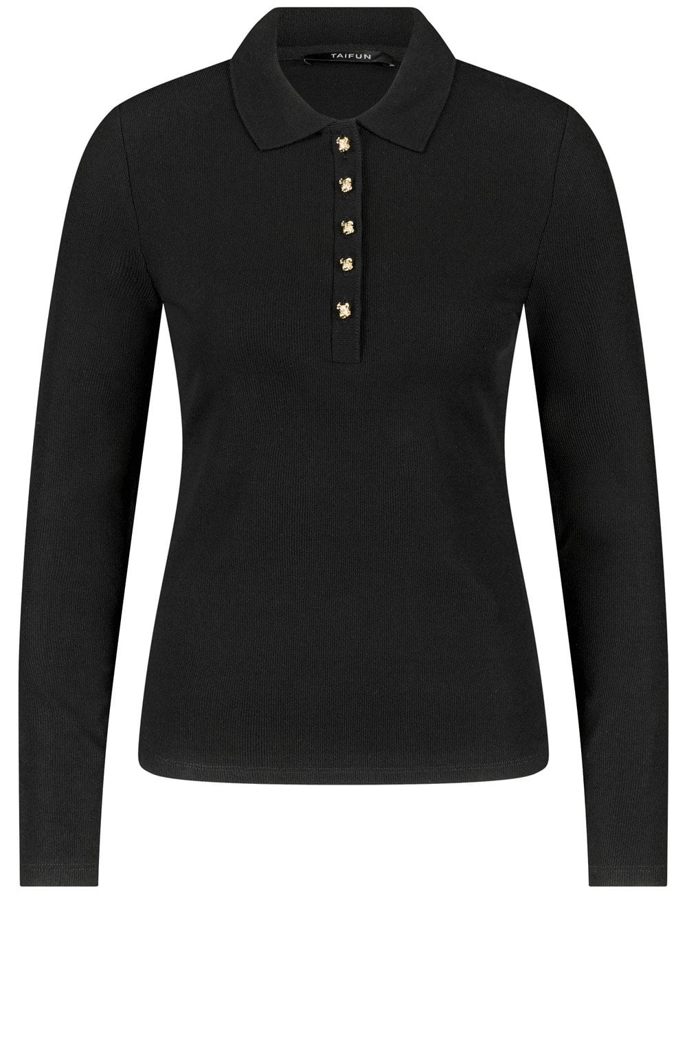Black Statement Button Polo Shirt