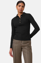 Black Statement Button Polo Shirt