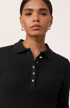 Black Statement Button Polo Shirt