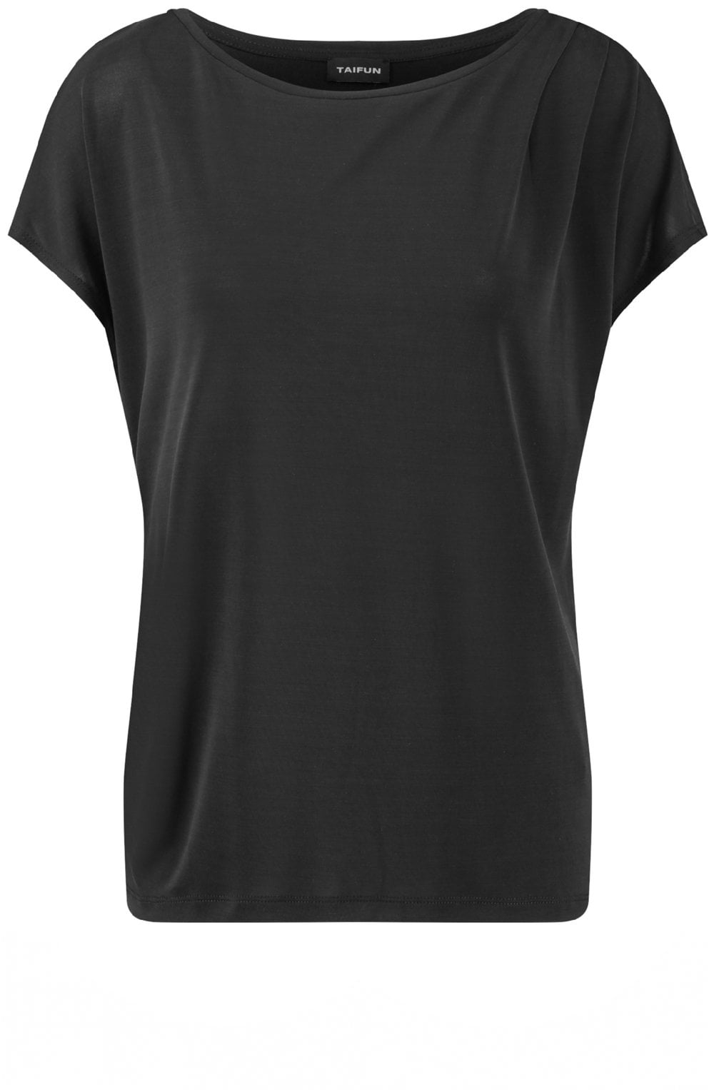 Black T Shirt with Delicate Ruched Shoulder