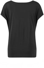 Black T Shirt with Delicate Ruched Shoulder
