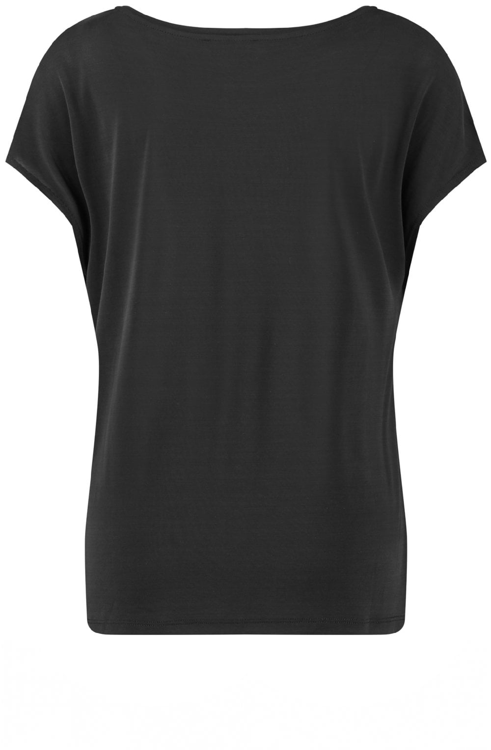Black T Shirt with Delicate Ruched Shoulder