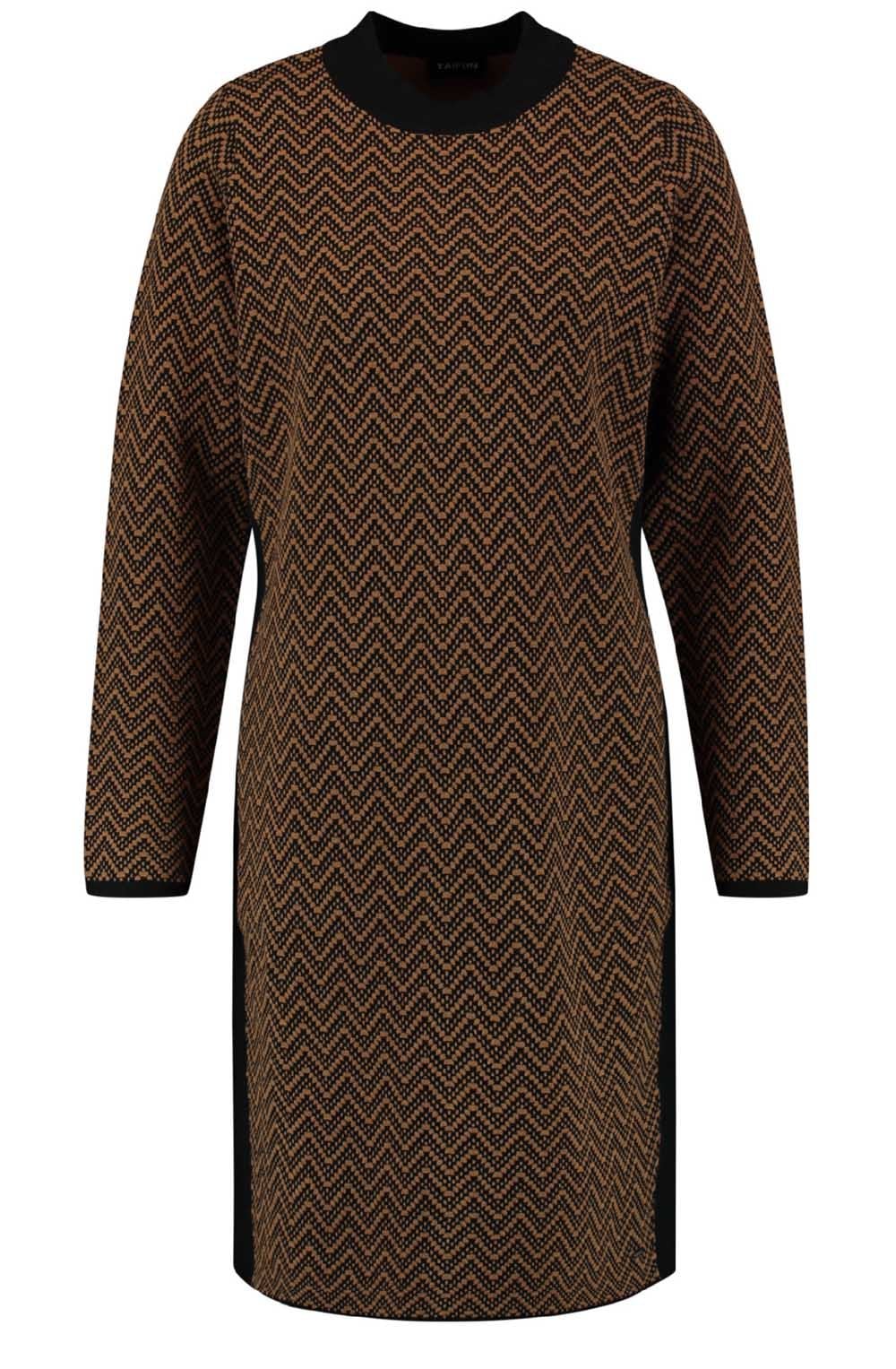 Black & Tan Patterned Knit Dress