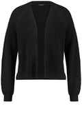 Black Textured Knit Open Front Cardigan