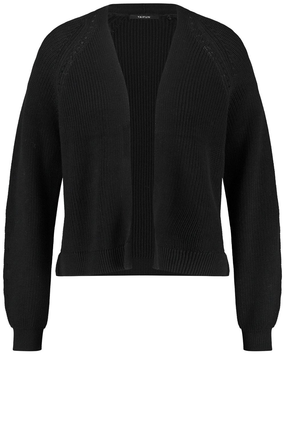 Black Textured Knit Open Front Cardigan