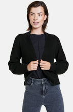 Black Textured Knit Open Front Cardigan