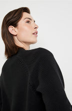 Black Textured Knit Open Front Cardigan