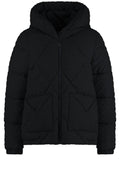 Black Textured Puffer Coat