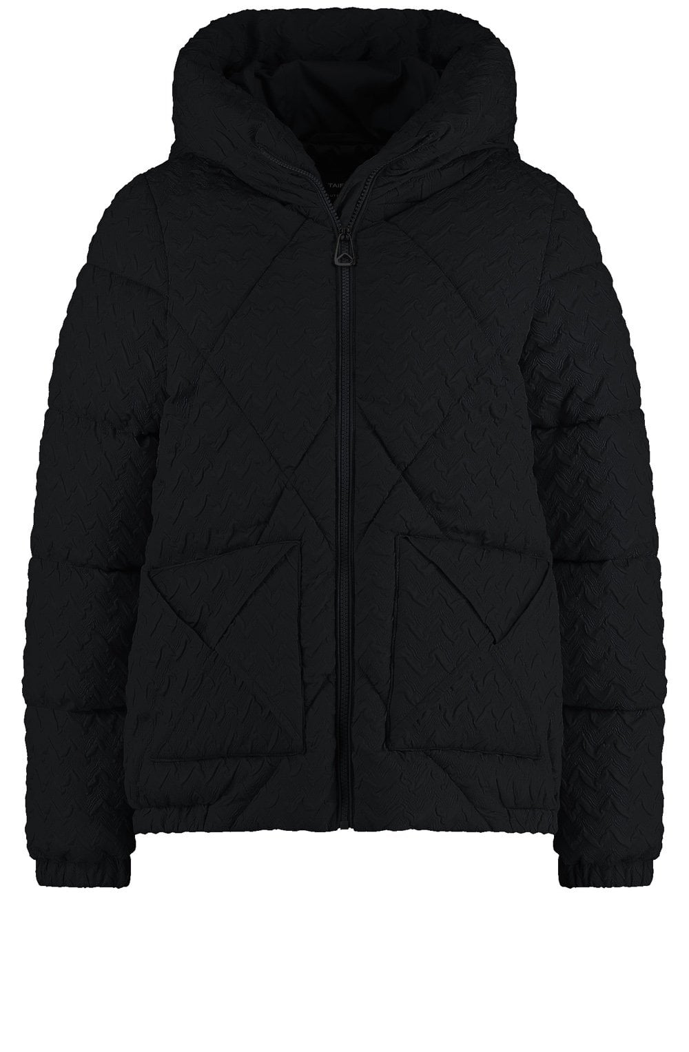 Black Textured Puffer Coat