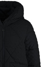 Black Textured Puffer Coat