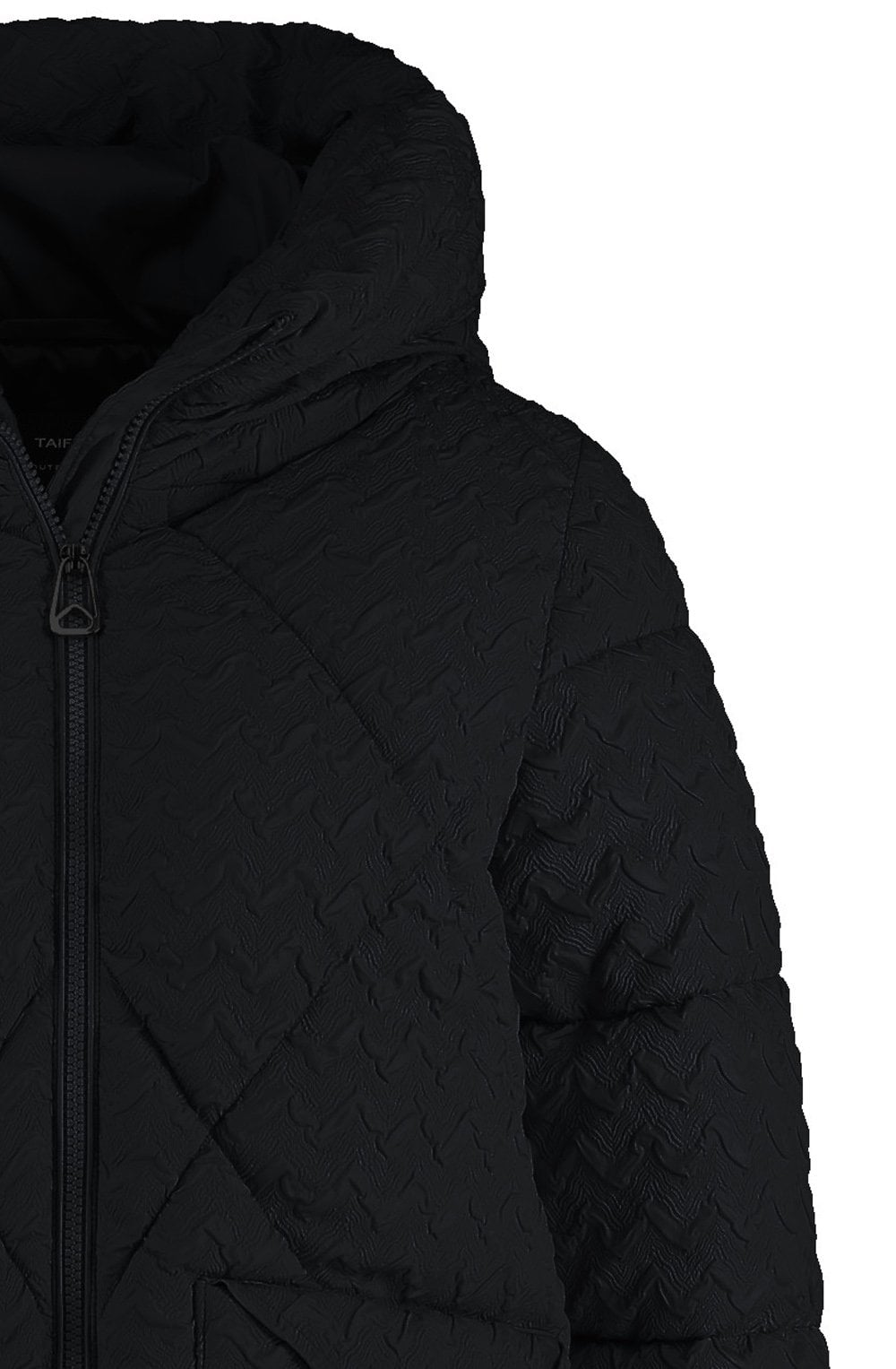 Black Textured Puffer Coat