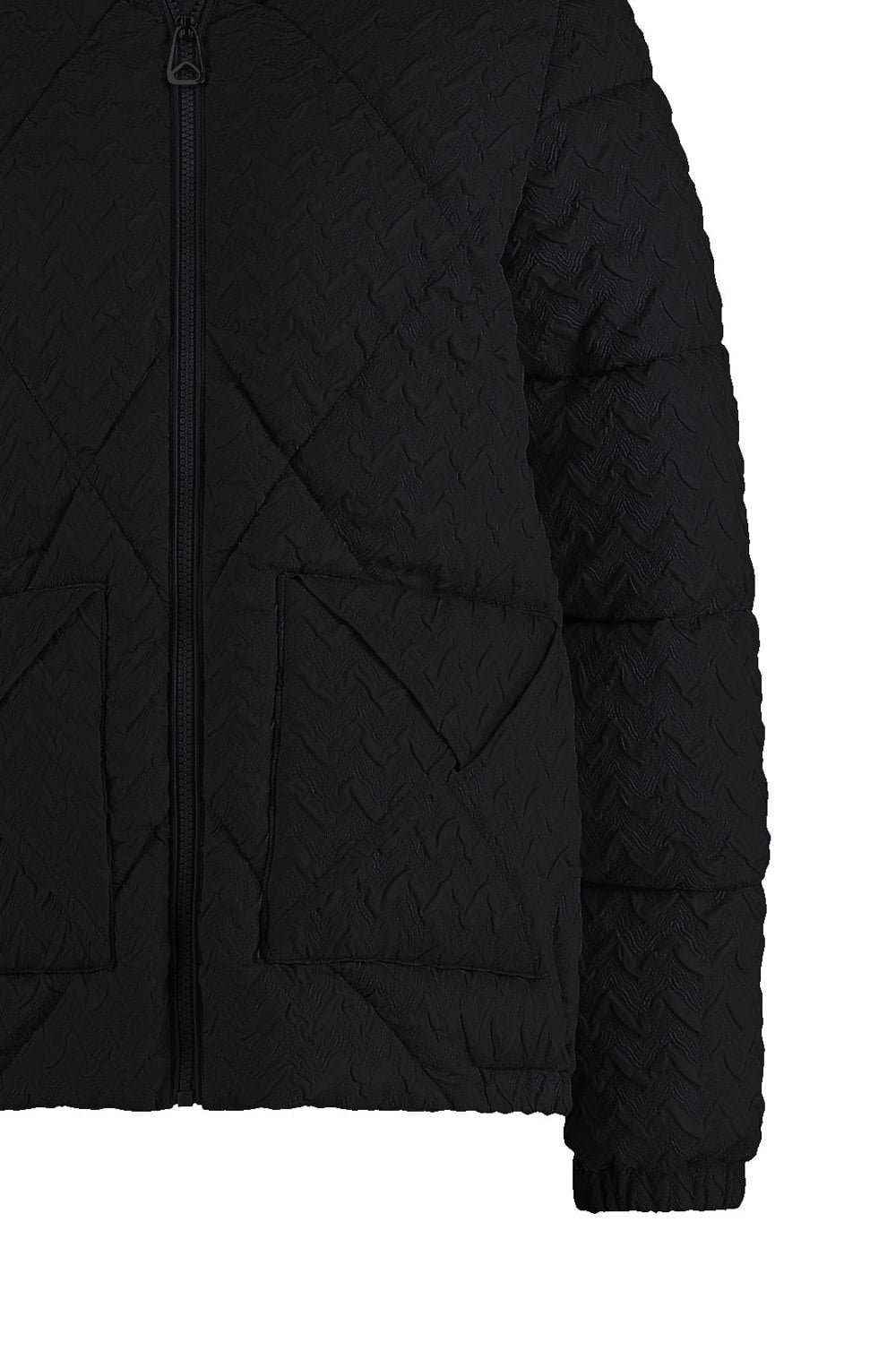 Black Textured Puffer Coat