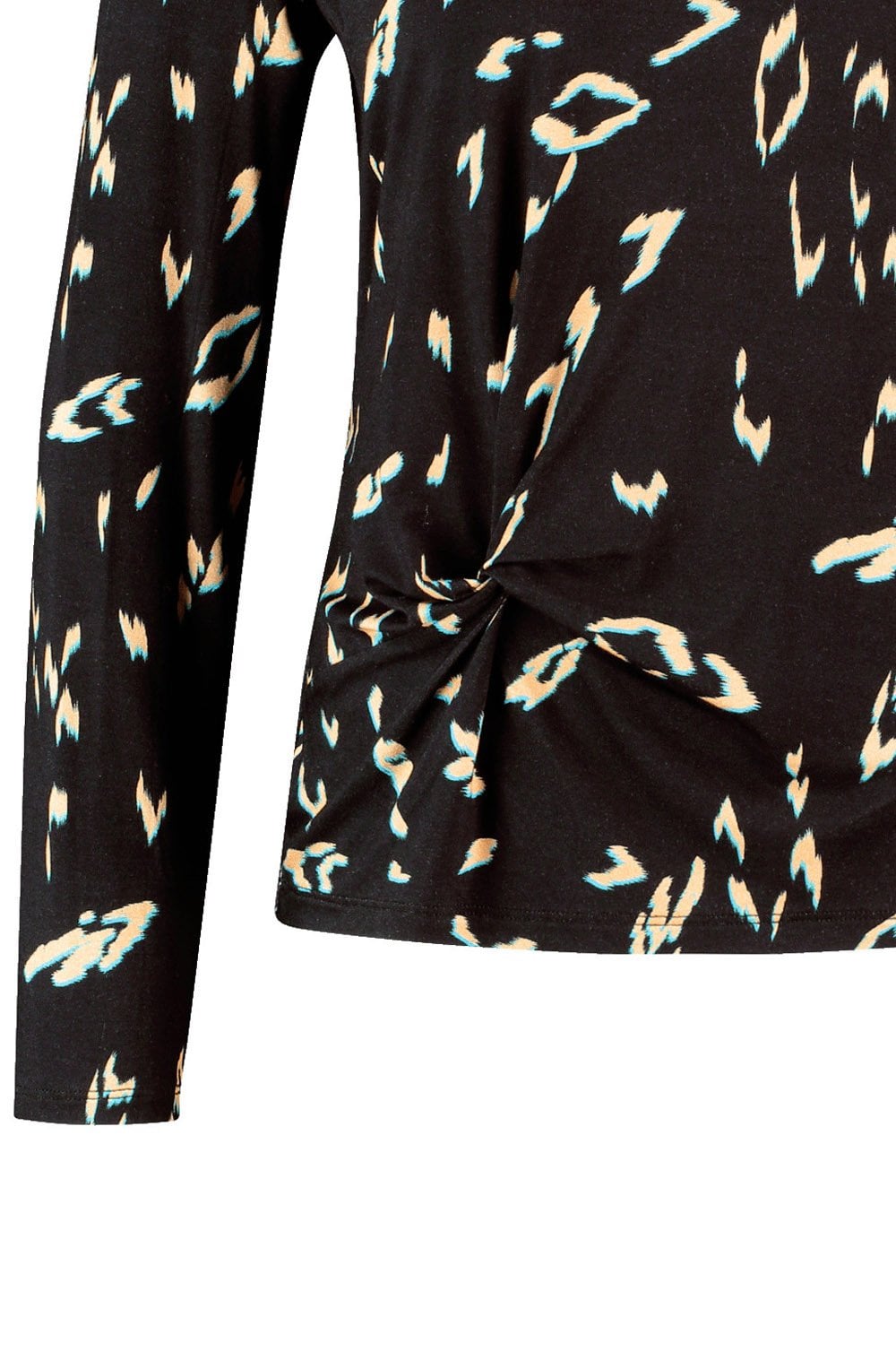 Black Twisted Knot Detail Jersey Top