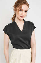 Black V Neck Silky Blouse