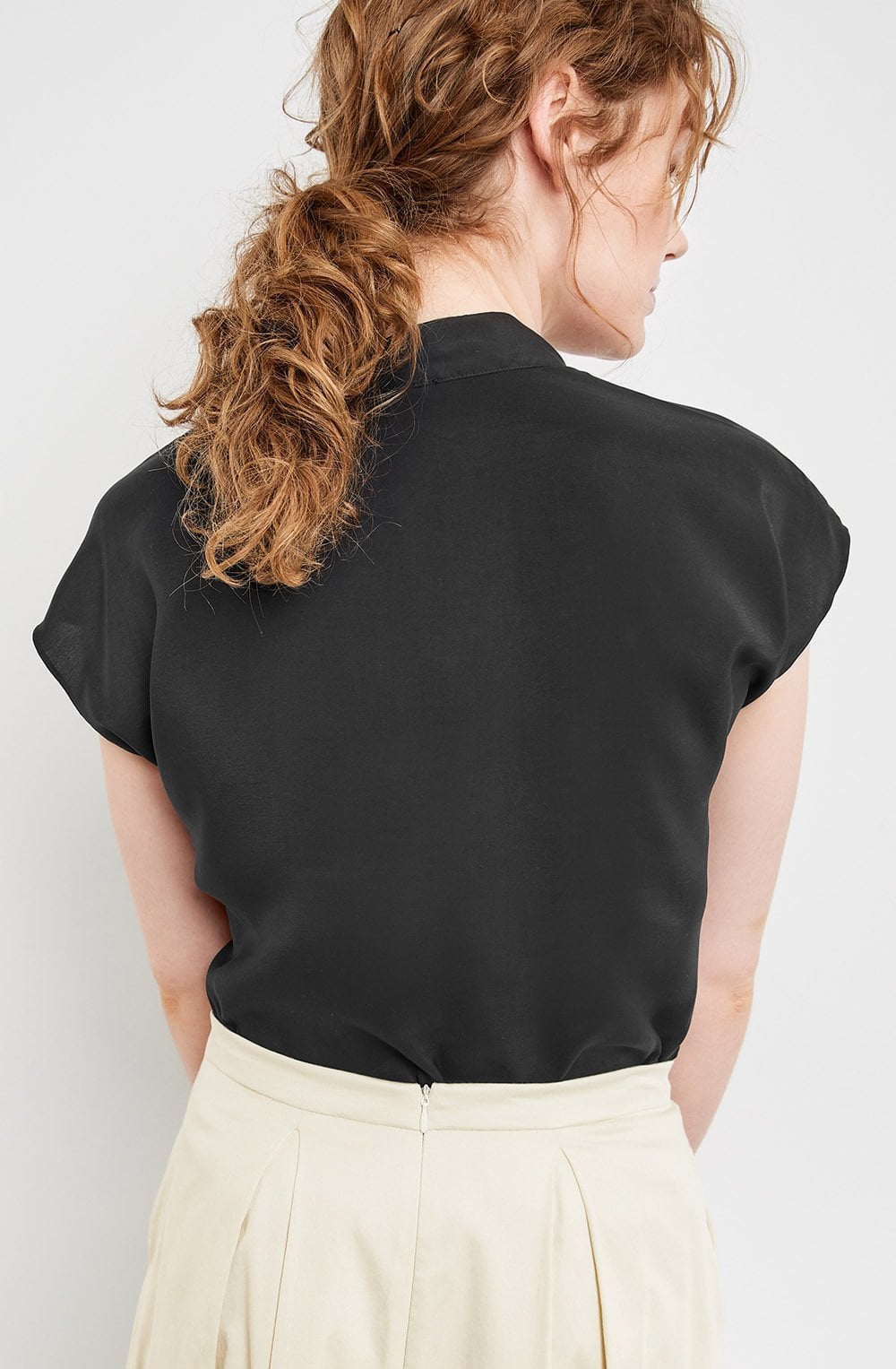 Black V Neck Silky Blouse