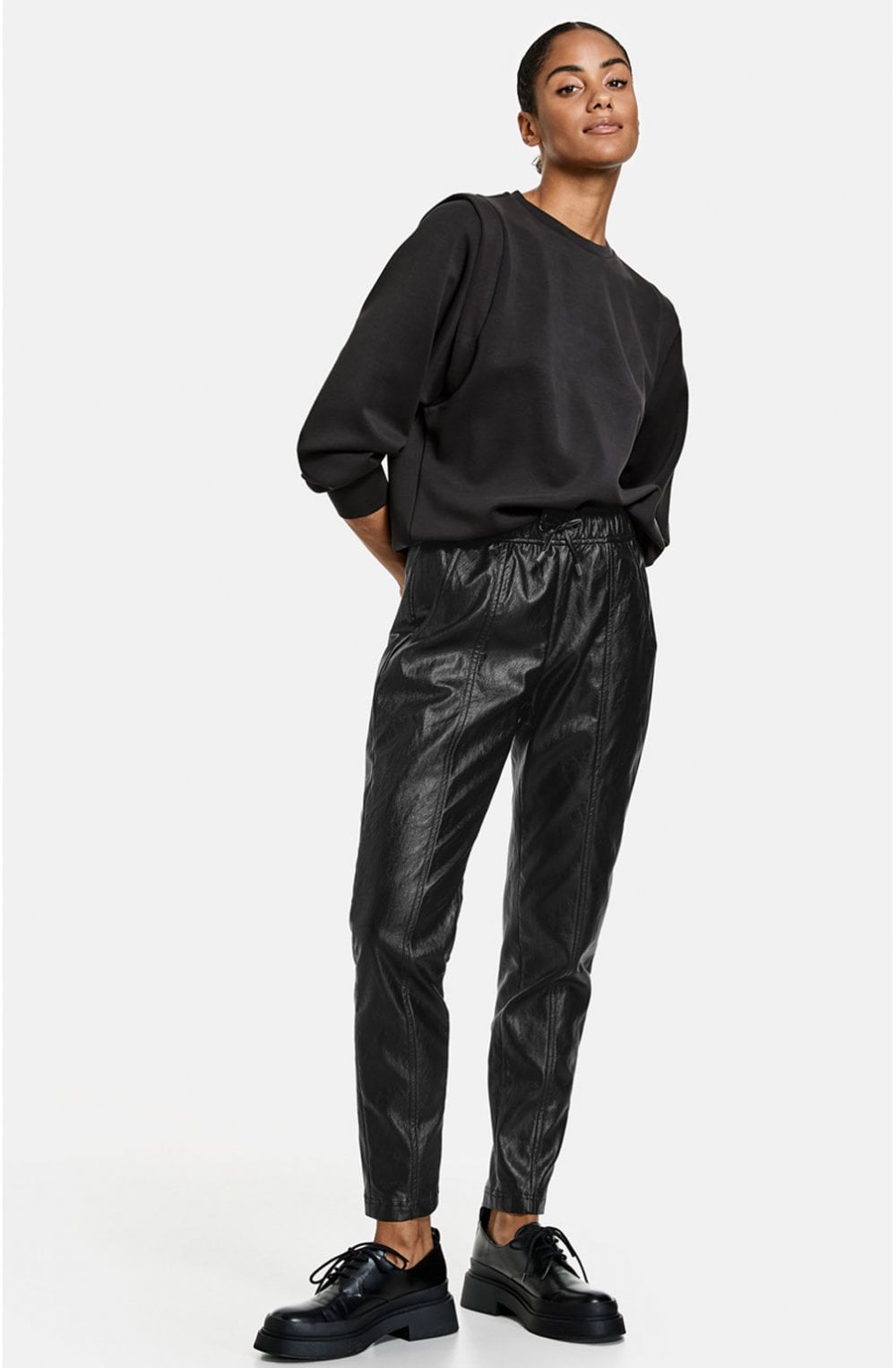 Black Wet Look Trousers