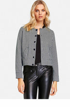 Black & White Dog Tooth Bomber Jacket